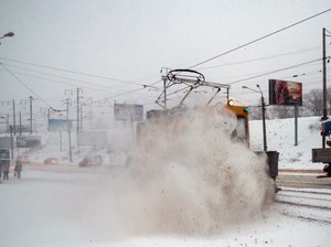 Одесские трамвайщики встречают зиму - снегочисты готовы