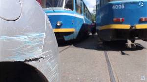 В центре Одессы трамвай попал в ДТП