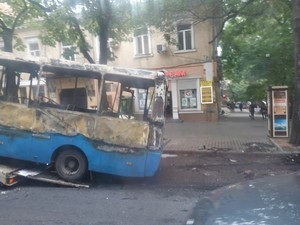 В Одессе сгорела маршрутка