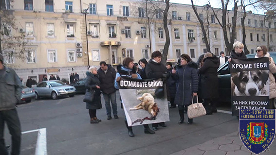 Одесситы пикетировали областной главк полиции с требованием защитить животных