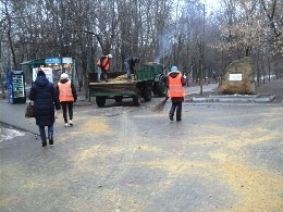 На улицах Одессы уже рассыпали 1230 тонн песчано-солевой смеси
