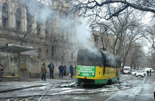 В Одессе сгорел трамвай