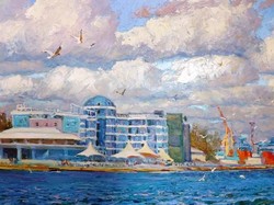 Морской фасад Одессы рисуют художники