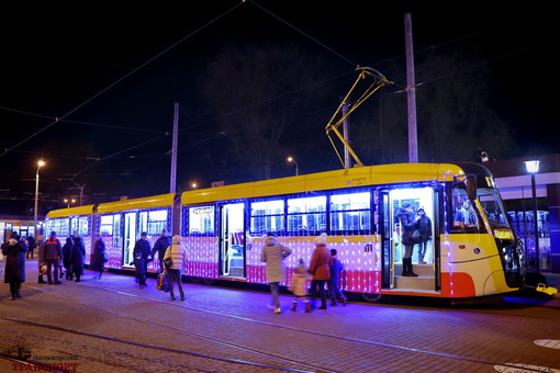 Парад рождественских трамваев прошёл в Одессе
