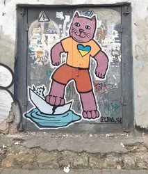 Одесситы обновили граффити, нарисовав котов-патриотов